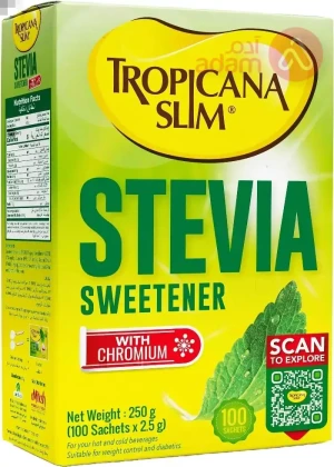 TROPICANA SLIM STEVIA SWEETENER WITH CHROMIUM | 100 SACHETS