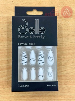 BELLE PRESS ON NAILS | WHITE ON BLACK MATTE