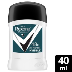 REXONA  ريكسونا ستيك مزيل العرق للرجال، حماية من العرق والرائحة لمدة ٤٨ ساعة، مضاد للبكتيريا + غير مرئي، يشعرك بالانتعاش والجفاف، ٤٠جرام