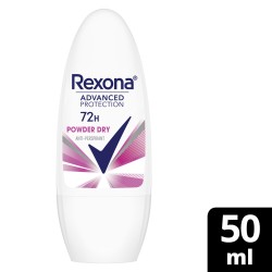 REXONA  ريكسونا بالكرة الدوارة للنساء، يمنحك حماية ٧٢ ساعة من رائحة العرق والبلل، باودر دراي، مع تكنولوجيا الموشنسنس، ٥٠ مل