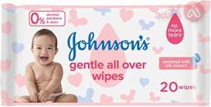 جونسون مناديل لتنظيف لطيف لكامل الجسم للأطفال 20 منديل