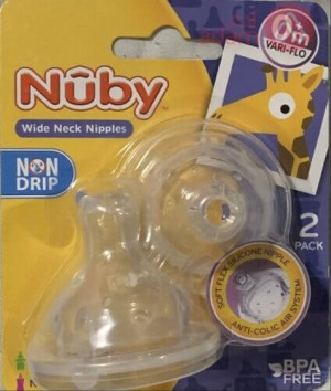 Nuby Non-Drip Silicone Nipple Vari-Flo Valve Feeding Nurser 0M+ (1622)