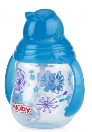 Nuby Sippyflex Clik-It Straw Cup W Handle & Cover 12M+ 1Pcs (10160)