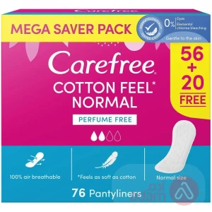 Carefree Normal Unscented Cotton Mega Pack | 76 Pantyliners