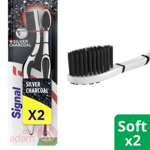 Signal Tooth Brush Silver Charcoal Soft 2Pcs (7539)
