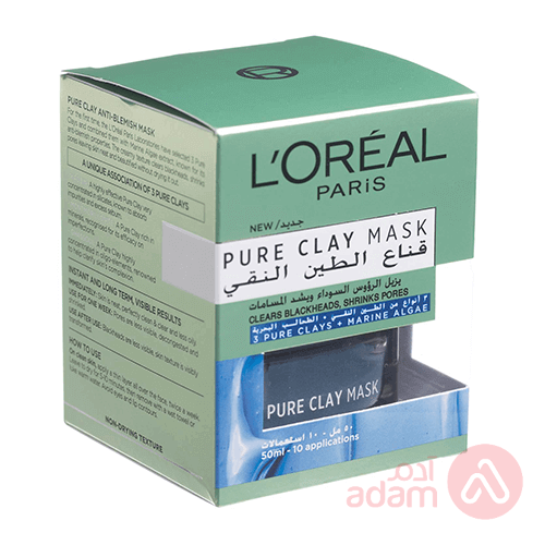 Loreal Pure Clay Mask Clears Black Head Shrinks Pores | 50Ml