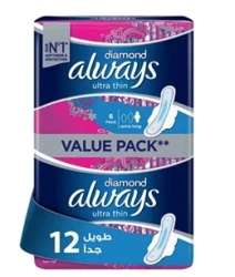 ALWAYS DIAMOND U THIN LONG V.PACK 14PAD