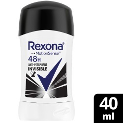 REXONA  ستيك مزيل العرق للنساء من ريكسونا، يمنحك حماية ٤٨ ساعة من رائحة العرق والبلل، مضاد للبكتيريا + إنفيزيبل، مزوّد بتقنية موشن سينس، ٤٠ غ