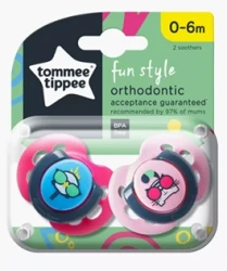 TOMMEE PACIFIER FUN STYL  0-6M 2PCS