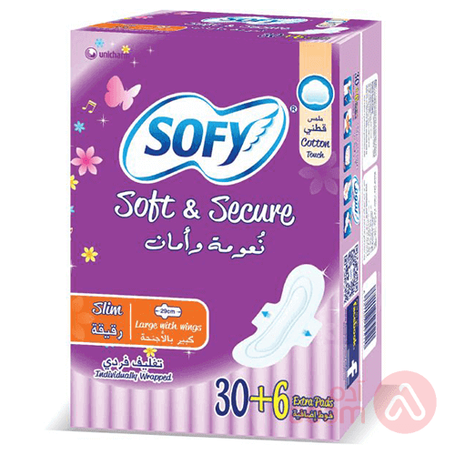 Sofy Soft And Secure Slim Large Wings | (30+6)Pcs (Violet)