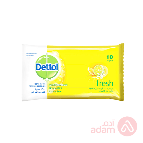 Dettol Fresh Antibacterial Skin Wipes | 10Wipes