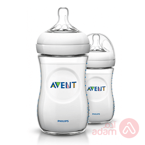 Avent Plastic Feeding Bottle Natural White +1M 2Pcs | 260Ml