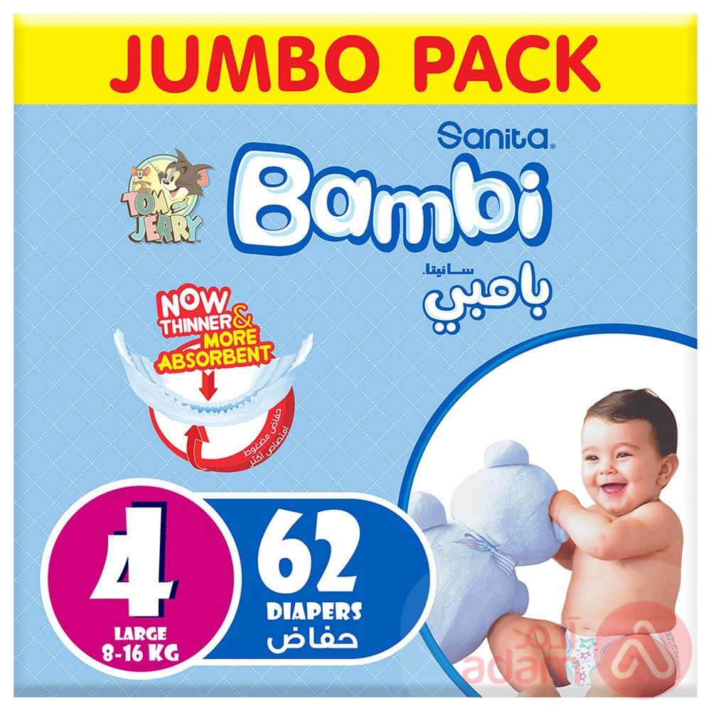 Sanita Bambi No 4 Large Jumbo | 62Pcs