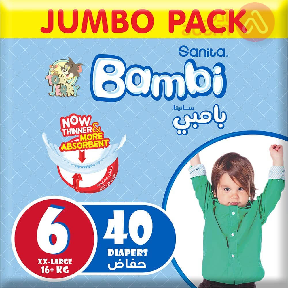 SANITA BAMBI NO 6 XX-LARGE JUMBO | 40PCS