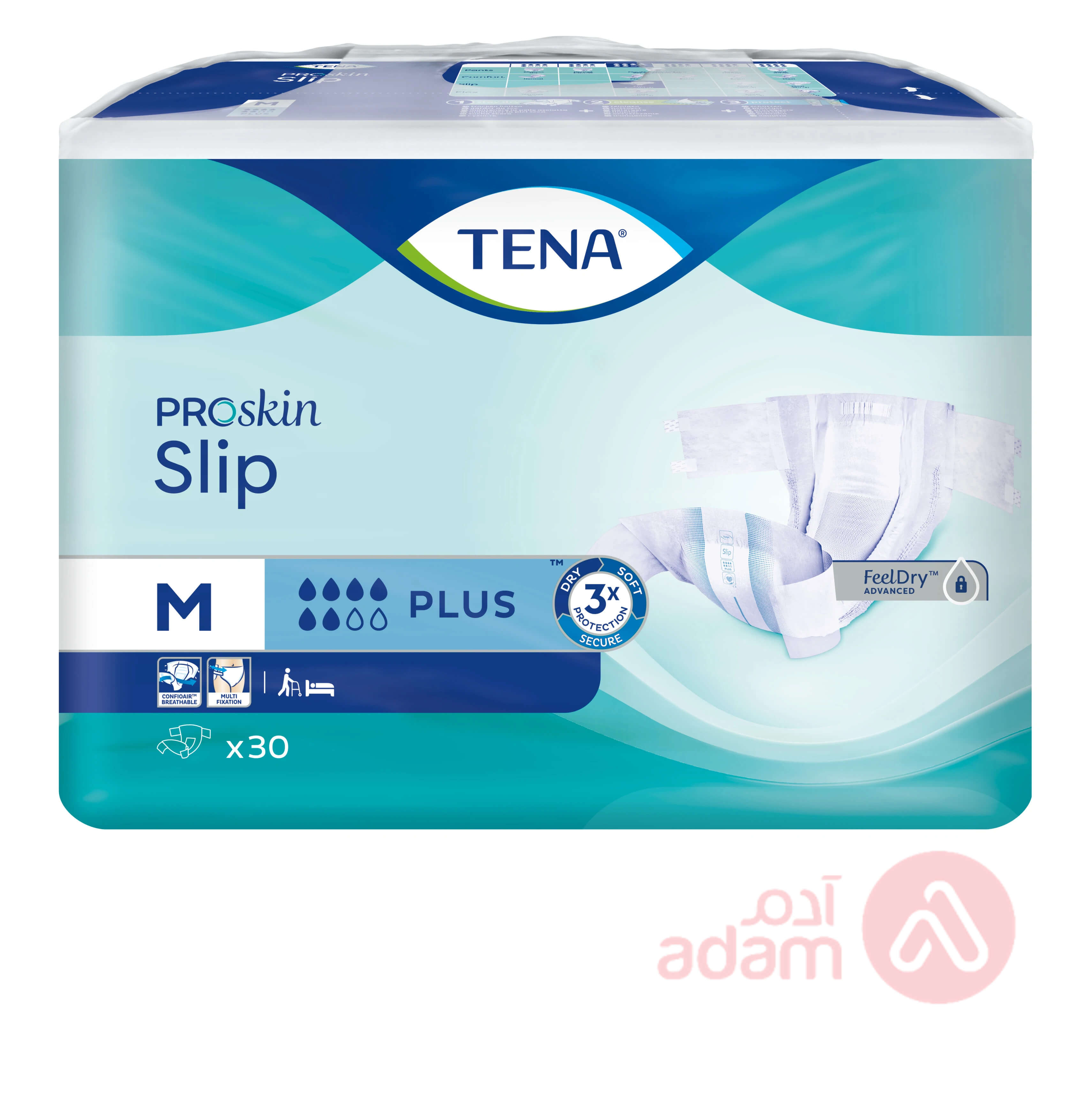 Tena Slip Plus Adult Diapers Medium | 30 Pcs