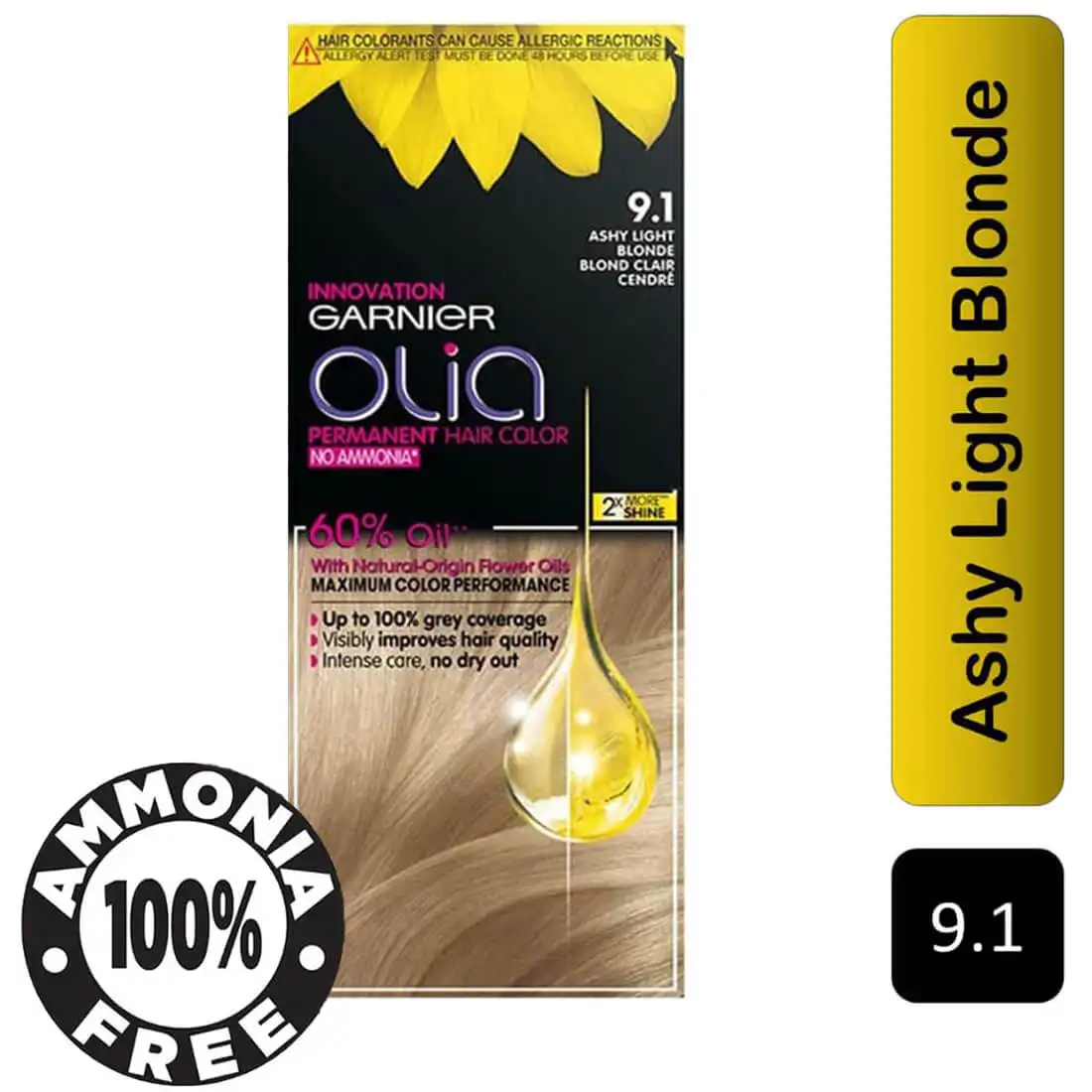 GARNIER OLIA HAIR COLOR 9.1 ASHY LIGHT BLOND CLAIR