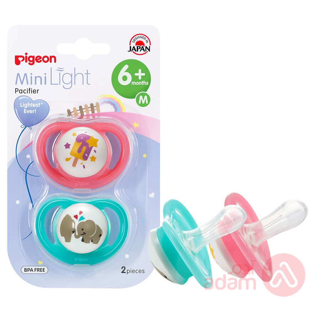 Pigeon Pacifier Mini Light (M) 2Pcs +6M Girls Ice Cream And Elephant (78263)