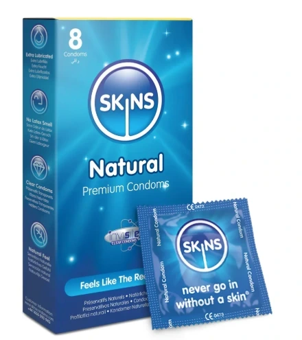 SKINS CONDOMS NATURAL 8PIC