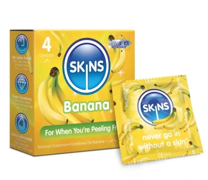 SKINS CONDOMS BANANA 4PIC