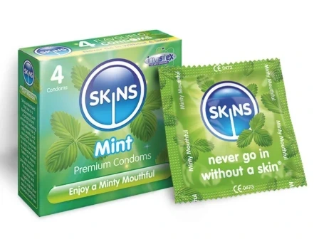 سكينز واقي ذكري بنكهة النعناع 4 حبه