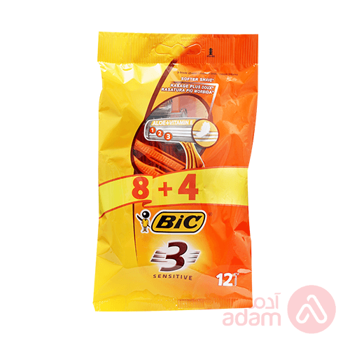 Bic 3 Sensitive Razor | 8+4Pcs