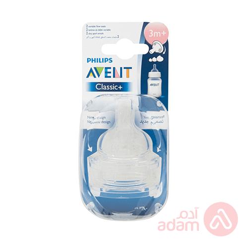 Avent Nipple Teat Hole Classic +3M Variable Flow Teat | 2Pcs