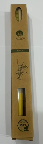 بامبو فرشاة أسنان أصفر متوسطة