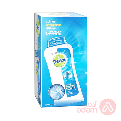 Dettol Active Antibacterial Body Wash | 250Ml + Loofah