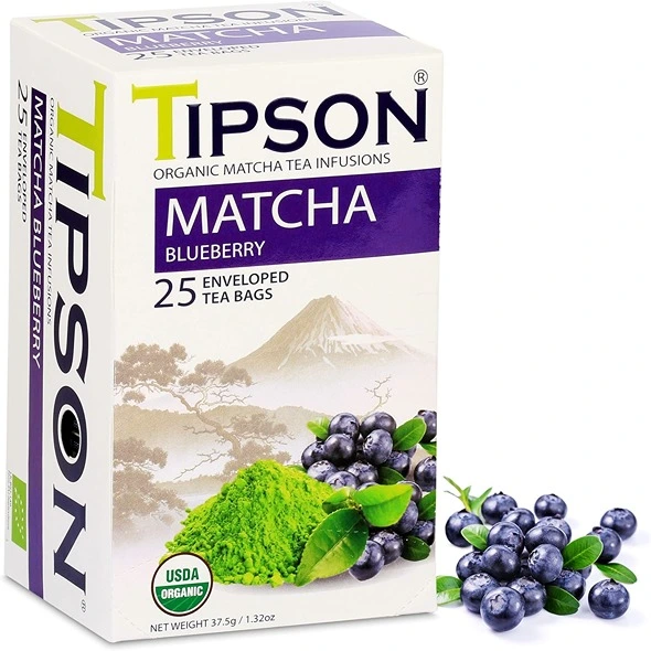 شاي أعشاب تيبسون ماتشا توت ازرق 25 مغلف