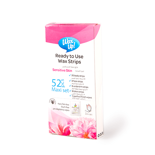 The Pink Wax Up Ready To Use Wax Strips Sensitive Skin | (Maxi Kit) 52Pcs