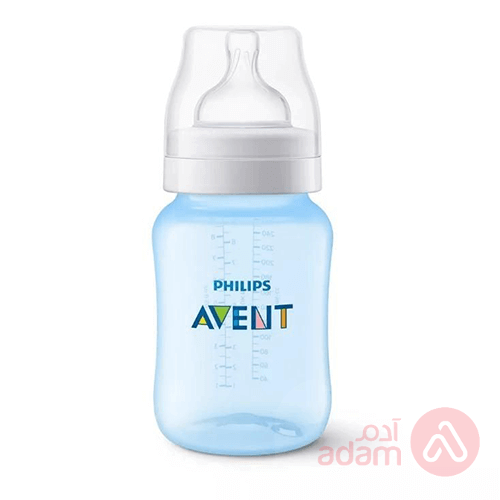 Avent Plastic Feeding Bottle Classic Blue +1M | 260Ml 2Pcs